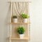 Macramé Wall Hanging Shelf – 2-Tier Boho Floating Shelves for Wall, Handmade Macramé Rope Organizer for Plants, Decorative Bohemian Storage and Room Décor